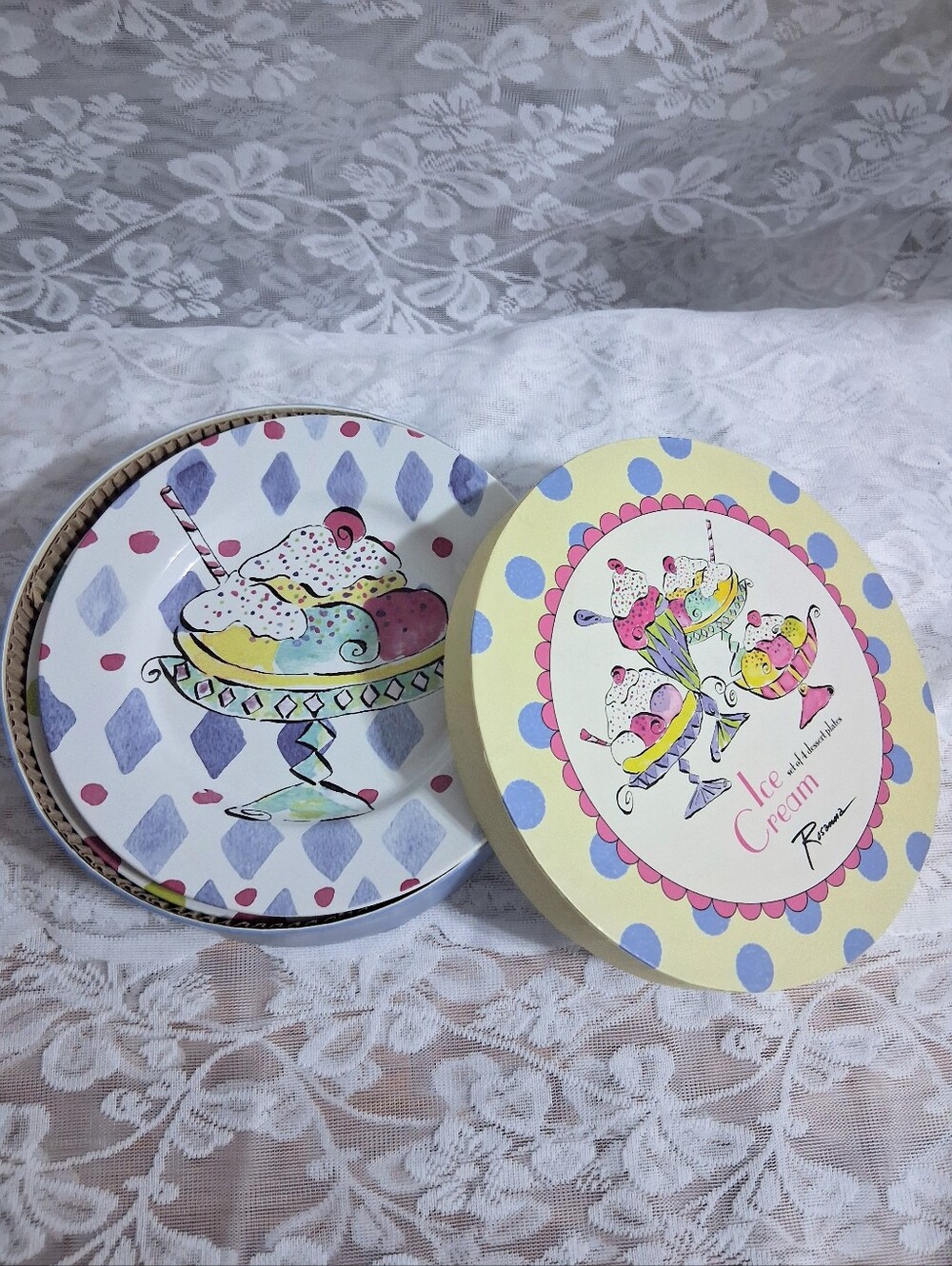 Rosanna Dessert Plates Ice Cream Sundae Designs Birthday Holiday Service Of Four